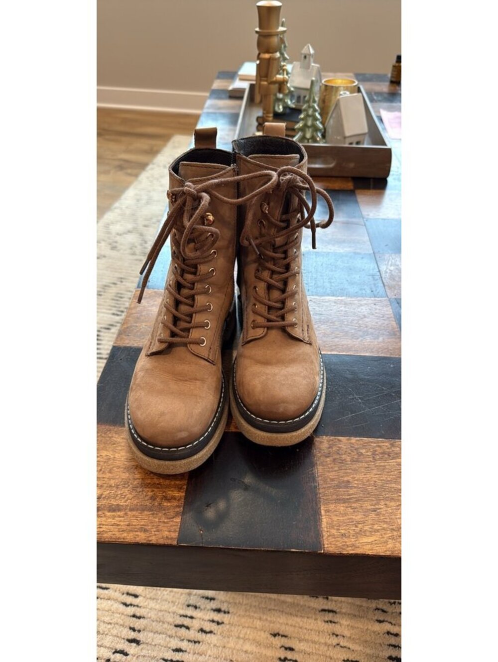 Women’s brown combat boots